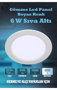 6 W Beyaz Sıva Altı Yuvarlak Led Panel 6500 K Yüksek Kalite Beyaz - Beyaz 6 W Beyaz Sıva Altı Yuvarlak Led Panel 6500 K Yüksek Kalite Beyaz - Beyaz