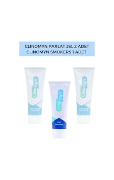 Clinomyn Temizle & Parlat Leke Giderici Diş Beyazlatan ve Parlatan Jel Diş Macunu 2 x 75 ML + Smokers Diş Macunu 75 ML Clinomyn Temizle & Parlat Leke Giderici Diş Beyazlatan ve Parlatan Jel Diş Macunu 2 x 75 ML + Smokers Diş Macunu 75 ML