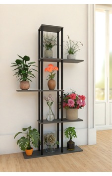 5 Raflı Dekoratif Bitki Standı Sökülebilir Kolay Kurulum Saksı Rafı Salon Balkon Çiçeklik Organizer Antrasit 5 Raflı Dekoratif Bitki Standı Sökülebilir Kolay Kurulum Saksı Rafı Salon Balkon Çiçeklik Organizer Antrasit