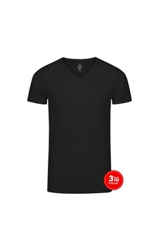 Sementa SAM Erkek Modal V Yaka Tshirt 3'lü Paket - Siyah