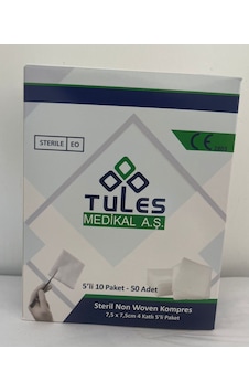 Tules Steril Non Woven Kompres Spanç 7,5 X 7,5cm 4 Katlı 5 'li 50 Paket- 50 Adet Steril Tules Steril Non Woven Kompres Spanç 7,5 X 7,5cm 4 Katlı 5 'li 50 Paket- 50 Adet Steril