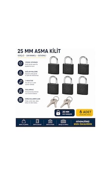 25 Mm Asma Kilit 6'lı Ekonomik Paket Güvenli, Dayanıklı Ve Çok Amaçlı Kullanım