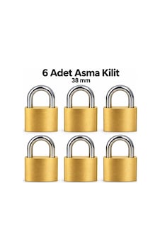6 Adet 38 Mm Anahtarlı Asma Kilit Seti Sarı Renk 6 Adet 38 Mm Anahtarlı Asma Kilit Seti Sarı Renk