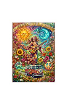 Hippie Love Peace Güneş Karavan Dekoratif Kanvas - Mdf Ahşap Tablo Çok Renkli Hippie Love Peace Güneş Karavan Dekoratif Kanvas - Mdf Ahşap Tablo Çok Renkli