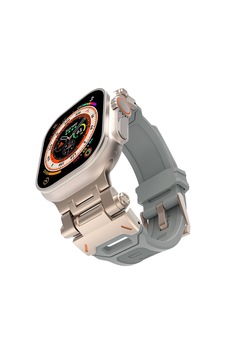Watch 7 45mm Ogaa- Krd-108 Metal Başlıklı Silikon Kordon-starlight Grey Watch 7 45mm Ogaa- Krd-108 Metal Başlıklı Silikon Kordon-starlight Grey