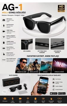 G1 Akıllı Gözlük Yapay Zeka Destekli Sesli Komutlar 8mp Fotoğraf Ve Video Kamerası 1080p Kayıt Metal Plastik Çerçeve Siyah - 913400255