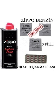 Zippo Benzin + 3 Adet Fitil + 20Li Alfa Çakmak Taşı Süper Zippo Benzin + 3 Adet Fitil + 20Li Alfa Çakmak Taşı Süper