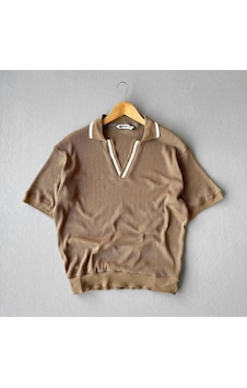 Polo Yaka Örme Triko T-shirt Kahverengi