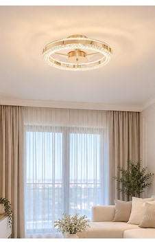 İnci Plafonyer Modern Tasarım Enerji Tasarruflu Led Avize 3 Renk Işık Kristal Görünüm Oturma Odası Yemek Odası Salon Yatak Odası Çap - 40 Cm Diğer