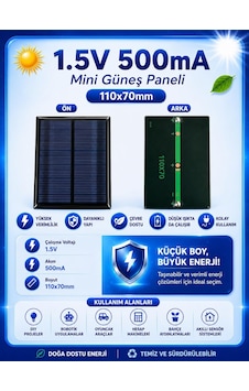 Tr 1.5v 500ma 110x70mm Güneş Paneli - Solar Panel Tr 1.5v 500ma 110x70mm Güneş Paneli - Solar Panel