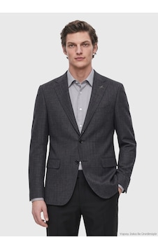 Ramsey Antrasit Mikro Regular Fit İpek Karışımlı Ceket