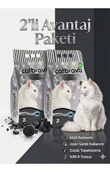 Catbravo Doğal Bentonite- Süper Topaklanan Aktif Karbonlu Kedi Kumu 10 Lt X 2 Adet Catbravo Doğal Bentonite- Süper Topaklanan Aktif Karbonlu Kedi Kumu 10 Lt X 2 Adet