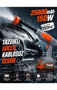 203psı Basınçlı Oto Yıkama Makinesi 25000mah Çift Batarya 150w 6in1 Çantalı Kablosuz Gri 203psı Basınçlı Oto Yıkama Makinesi 25000mah Çift Batarya 150w 6in1 Çantalı Kablosuz Gri