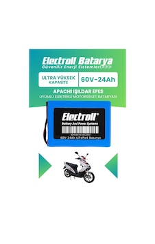Apachi Işıldar Efes Uyumlu Batarya Ultra Yüksek Kapasite Lifepo4 60v 24ah Elektrikli Motorsiklet Bataryası Apachi Işıldar Efes Uyumlu Batarya Ultra Yüksek Kapasite Lifepo4 60v 24ah Elektrikli Motorsiklet Bataryası