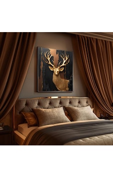 Altın Geyik Lüks Cam Tablo Modern Ve Gösterişli Duvar Dekoru Temperli Cam Tablo Altın Geyik Lüks Cam Tablo Modern Ve Gösterişli Duvar Dekoru Temperli Cam Tablo