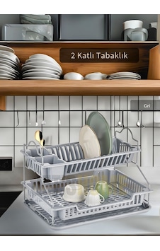 2 Katlı Bulaşıklık Paslanmaz Tezgah Üstü Tabaklık Bpa Free Bulaşık Sepeti Kurutmalık Gri 2 Katlı Bulaşıklık Paslanmaz Tezgah Üstü Tabaklık Bpa Free Bulaşık Sepeti Kurutmalık Gri