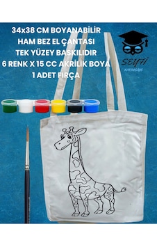 34x38 Cm Boyanabilir Ham Bez El Çantası Tek Yüzey Baskılıdır 6 Renk X 15 Cc Akrilik Boya 1 Fırça Çok Renkli 34x38 Cm Boyanabilir Ham Bez El Çantası Tek Yüzey Baskılıdır 6 Renk X 15 Cc Akrilik Boya 1 Fırça Çok Renkli