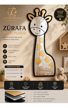 Zürafa Aynalı Pleksi Duvar Dekoru 40x19 Cm Çocuk & Bebek Odası Dekorasyonu Bebek & Çocuk Odası Duvar Süsü Çok Renkli Çok Renkli