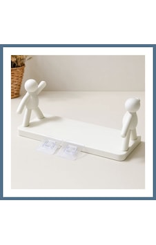 Buradabulabilirsin Tutacaklı Yapışkanlı Plastik Etejer Raf 13.5x33 Cm Beyaz Bbz