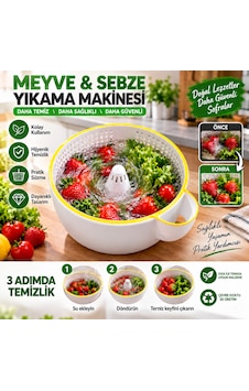 Meyve Sebze Yıkama Makinesi Beyaz - Sarı Meyve Sebze Yıkama Makinesi Beyaz - Sarı