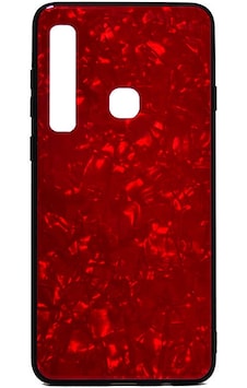Galaxy Uyumlu A9 2018 Kılıf Mermer Desenli Marbel Temperli Cam Silikon Kılıf Kırmızı Galaxy Uyumlu A9 2018 Kılıf Mermer Desenli Marbel Temperli Cam Silikon Kılıf Kırmızı