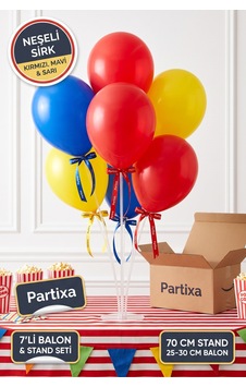 Neşeli Sirk Konsepti Balon Standı Seti 70 Cm Masa Standı 7 Adet Lateks Balon Kırmızı Mavi Sarı Çok Renkli Neşeli Sirk Konsepti Balon Standı Seti 70 Cm Masa Standı 7 Adet Lateks Balon Kırmızı Mavi Sarı Çok Renkli