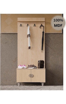 Ladin Mdf Ayaklı Tasarım Askılıklı Portmanto Ayakkabılık Bej Ladin Mdf Ayaklı Tasarım Askılıklı Portmanto Ayakkabılık Bej
