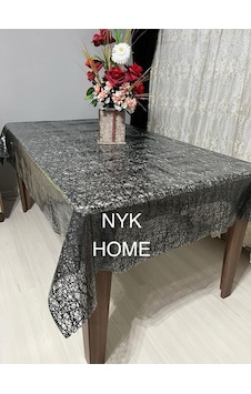 Nyk Home Hasır Desen Lüks Pvc Silinebilir Masa Örtüsü Tüm Renk Ve Ölçüler Siyah