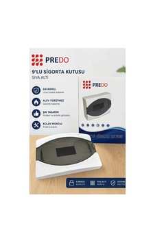 Predo 9'lu Sıva Altı Sigorta Kutusu Şeffaf Füme Kapaklı 9 Modül Predo 9'lu Sıva Altı Sigorta Kutusu Şeffaf Füme Kapaklı 9 Modül