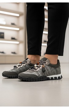 Tw Tonny White Tokyo - 193-1 Kadın Hasır Sneaker Süet Detaylı Boncuklu Calla Gri