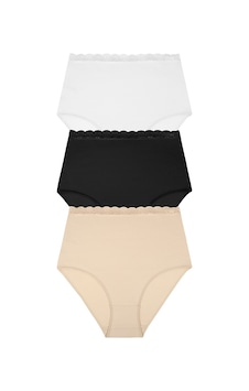 Suwen 3lü Paket Pamuklu Yüksek Bel Slip Külot St0040601b311 Siyah - Beyaz - Ten Suwen 3lü Paket Pamuklu Yüksek Bel Slip Külot St0040601b311 Siyah - Beyaz - Ten