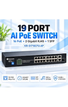 Kr-s1718cfu-ap 19 Port Aı Poe Switch 16 Poe, 2 Gigabit Rj45 Uplink Ve 1 Sfp Kr-s1718cfu-ap 19 Port Aı Poe Switch 16 Poe, 2 Gigabit Rj45 Uplink Ve 1 Sfp