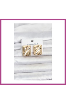 Gees Global 316l Çelik Gold Renk Plaka Model Kadın Küpe Gbzs Gees Global 316l Çelik Gold Renk Plaka Model Kadın Küpe Gbzs