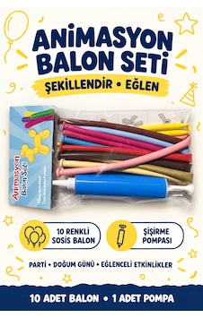 Animasyon Balon Seti Çok  Renkli
