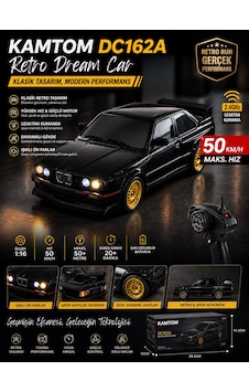 Kamtom Dc162a Retro Dream Car 1:16 4x4 Drift Uzaktan Kumandalı Araba 50 Km/h Hız Işıklı Şarjlı E30 - Siyah Kamtom Dc162a Retro Dream Car 1:16 4x4 Drift Uzaktan Kumandalı Araba 50 Km/h Hız Işıklı Şarjlı E30 - Siyah