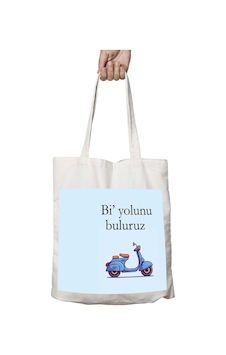 Art Hediye Bi Yolunu Buluruz İki Tarafı Kalıcı Baskılı Yıkanabilir Çanta Çok Renkli