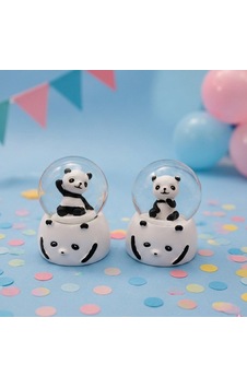 Delux Serisi Sevimli Obje Arkadaşa Armağan Dekor Süsü Mini Işıklı Panda Kar Küresi