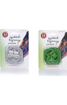 Magic Locks Yuvarlak Akıllı Ayakkabı Bağcık 2'li Set Beyaz-Yeşil Magic Locks Yuvarlak Akıllı Ayakkabı Bağcık 2'li Set Beyaz-Yeşil