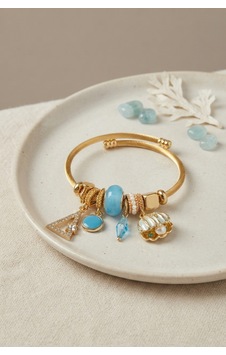 Mavi Deniz Kabuğu Model Gold Renk Charmlı Bileklik Altın Mavi Deniz Kabuğu Model Gold Renk Charmlı Bileklik Altın
