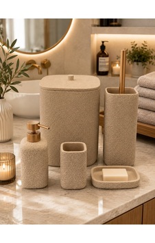 5 Parça Lüx Laduree Loren Bej Banyo Seti-7249 5 Parça Lüx Laduree Loren Bej Banyo Seti-7249