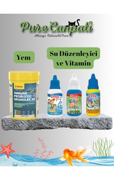 Purecanpati Probiotic Granül Balık Yemi Seti Akvaryum Vitamin Damlası + Klor Giderici + Su Düzenleyici Purecanpati Probiotic Granül Balık Yemi Seti Akvaryum Vitamin Damlası + Klor Giderici + Su Düzenleyici