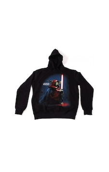 Star Wars Yoda No:1 Kapüşonlu Sweatshirt Hoodie Siyah Çok Renkli