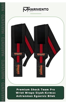 Premium Shock Team Pro Wrist Wraps Siyah-kırmızı Antrenman Egzersiz Bilek Premium Shock Team Pro Wrist Wraps Siyah-kırmızı Antrenman Egzersiz Bilek