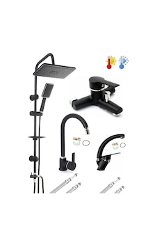 Siyah Krom 4 Lü Set Robot Duş Seti Banyo 360 Derece Hareketli Lüx Mutfak Ve Lavabo Bataryası Musluğu Diğer Siyah Krom 4 Lü Set Robot Duş Seti Banyo 360 Derece Hareketli Lüx Mutfak Ve Lavabo Bataryası Musluğu Diğer
