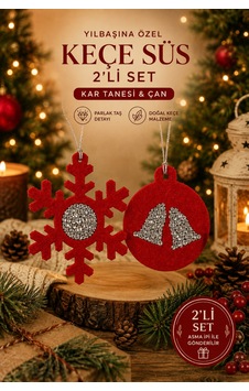 Taşlı Keçe Yılbaşı Süsü 2 Li Set Kar Tanesi & Çanlı Top Çift Taraflı 4 Renk Seçenekli Kırmızı Taşlı Keçe Yılbaşı Süsü 2 Li Set Kar Tanesi & Çanlı Top Çift Taraflı 4 Renk Seçenekli Kırmızı