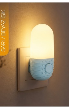 Gece Lambası Uzun Elips Tip 2 Mod Sarı-beyaz Işık Tuşlu Koridor Hol Işığı Uyuma Işığı Mavi K7064 Gece Lambası Uzun Elips Tip 2 Mod Sarı-beyaz Işık Tuşlu Koridor Hol Işığı Uyuma Işığı Mavi K7064