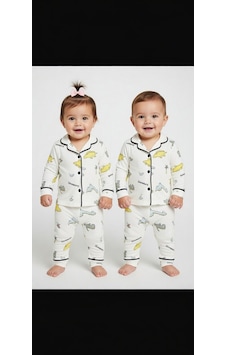 Dinazorlu Unisex Pijama Takımı Beyaz Dinazorlu Unisex Pijama Takımı Beyaz