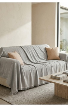 İskandinav Dokulu Pamuklu Saçaklı Koltuk Örtüsü Ve Koltuk Şalı Kaymaz Terletmez 180x300 Cm Açık Gri İskandinav Dokulu Pamuklu Saçaklı Koltuk Örtüsü Ve Koltuk Şalı Kaymaz Terletmez 180x300 Cm Açık Gri