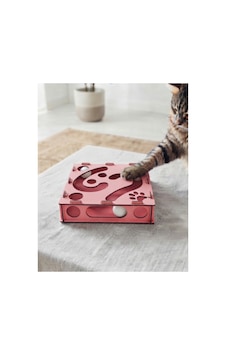 Ahşap Ve Toplu Kedi Oyuncağı Pembe Ahşap Ve Toplu Kedi Oyuncağı Pembe