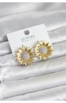 Durukar Papatya Model Zirkon Taşlı Pirinç Gold Renk Kadın Küpe Çok Renkli Durukar Papatya Model Zirkon Taşlı Pirinç Gold Renk Kadın Küpe Çok Renkli